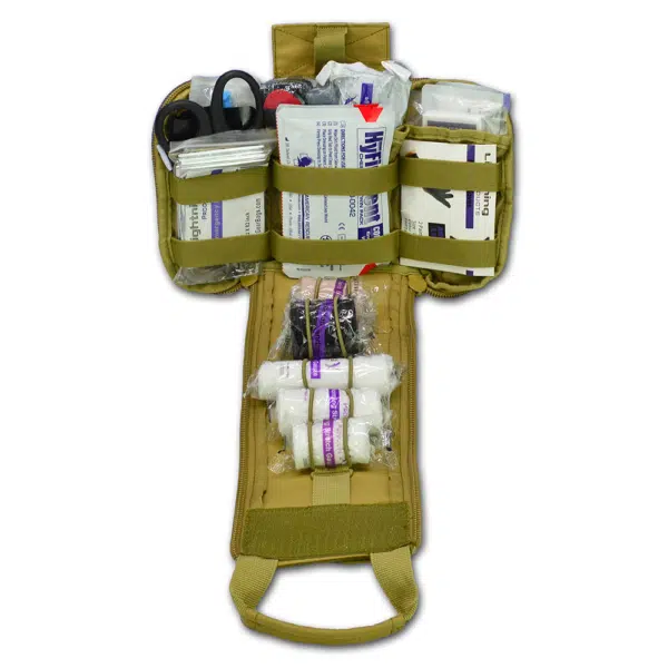 Lightning X PB35 Spread Eagle Tactical IFAK Trauma Gunshot First Aid Stop The Bleed Medical Kit w/ CAT Tourniquet, QuikClot, Israeli Bandage & other emergency supplies