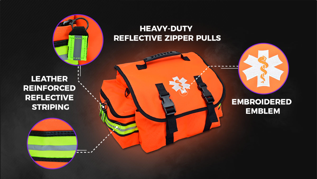Small EMT First Responder Bag w/ Foam Dividers, Elastic Loops, Quick