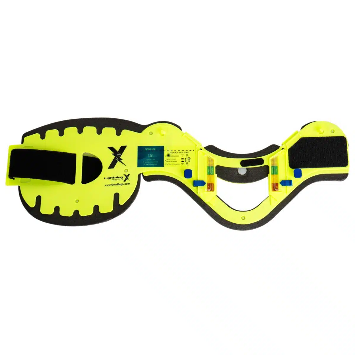 Exterior view of unfolded fluorescent yellow cervical collar