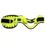 Exterior view of unfolded fluorescent yellow cervical collar