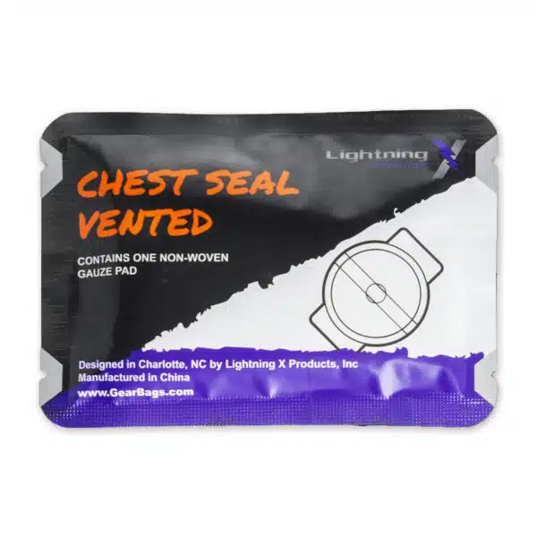 Lightning X CSV6 vented chest seal with hydrogel adhesive for open chest wounds, trauma first aid, IFAK kits, gunshot or stab injuries, military and EMS emergency use