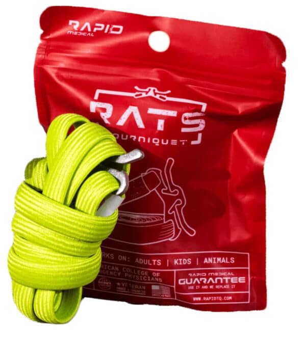 RATS R.A.T.S. R-A-T-S TQT Tourniquet Rapid Application Tourniquet TacMed Stop Bleeding Fluorescent Hi Vis Yellow