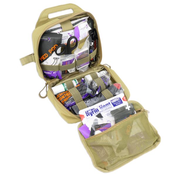 lightning x pb50-skl officers patrol universal vehicle headrest trauma stop the bleed first aid kit laser cut molle w/ cat tourniquet, quikclot, hyfin chest seal, israeli bandage, nasal airway and more