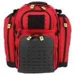 red emt backpack with black MOLLE panel