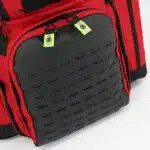 closeup of laser cut MOLLE on front of ems backpack
