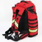 rear view of red tacmed backpack with shoulder straps