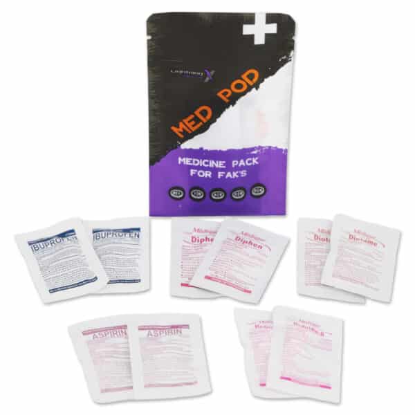 Lightning X Med Pod OTC Meds Over The Counter Medicine Refill Pack for First Aid Kits Includes Aspirin, Ibuprofen, Diotame, Diphen & Multi Symptom Cold Relief