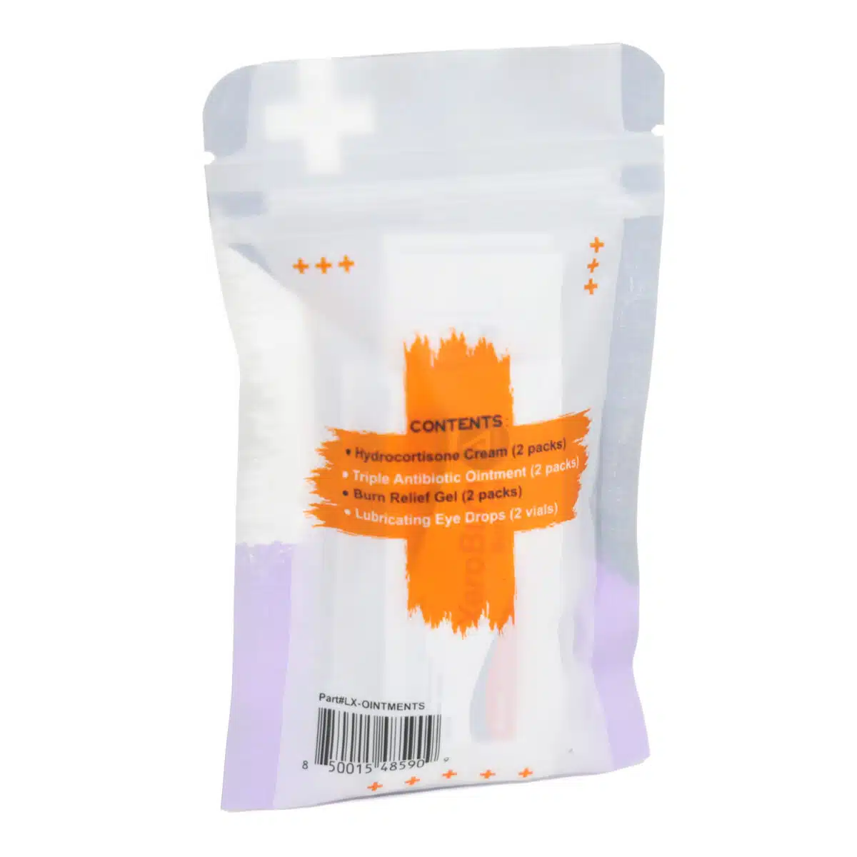 lightning x topical meds ointment refill med pod pack for first aid kits includes triple antibiotic, hydrocortisone cream, burn gel & lubricating eye drops in zip bag