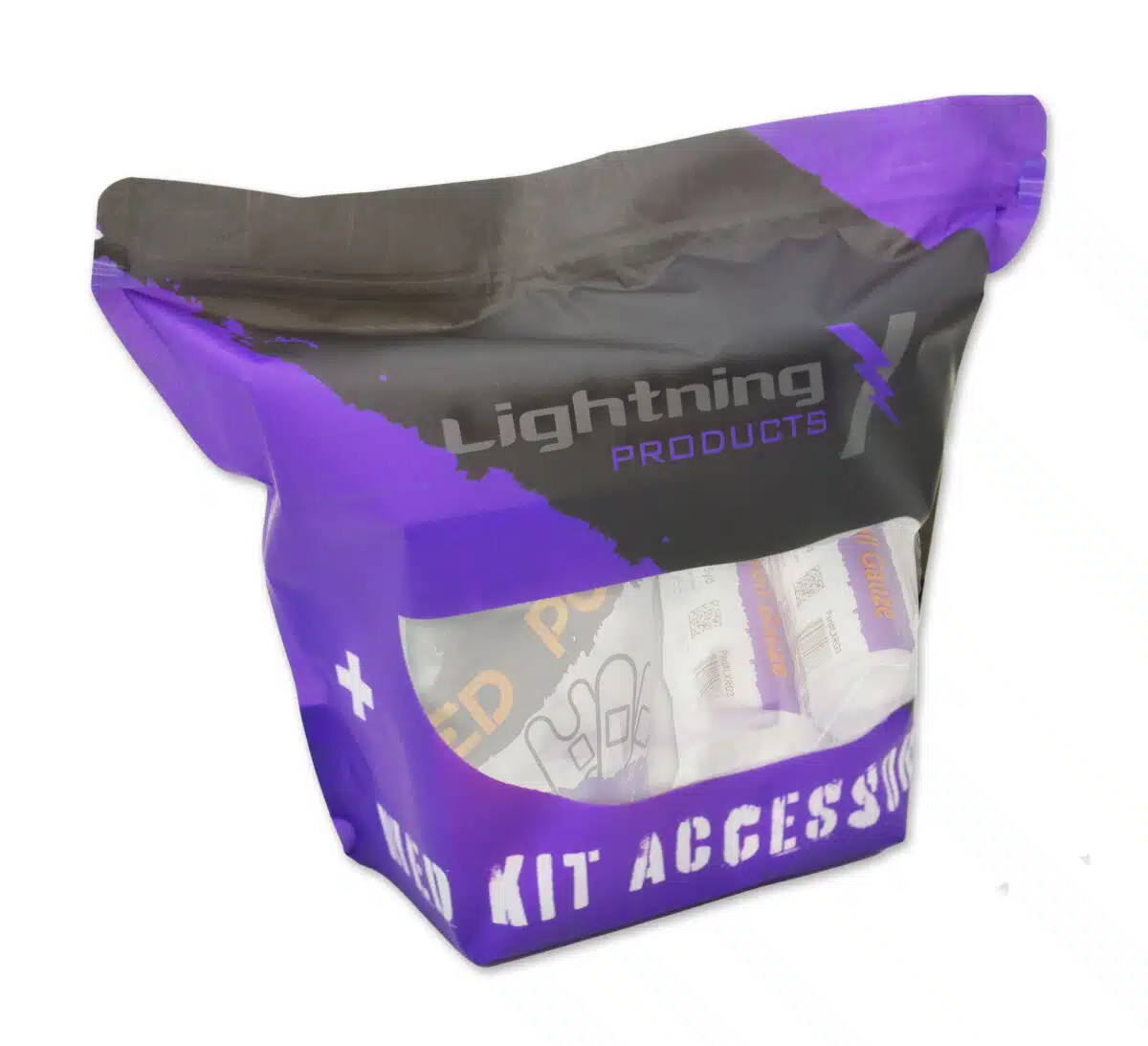 lightning x bandage refill kit for first aid includes 2", 3", 4" conforming stretch rolled gauze, elastic ace bandage, self-adherent coban cling wrap, 5" x 9", 8" x 10" abd combine pad, eye pads & first aid guide booklet + adhesive band aids