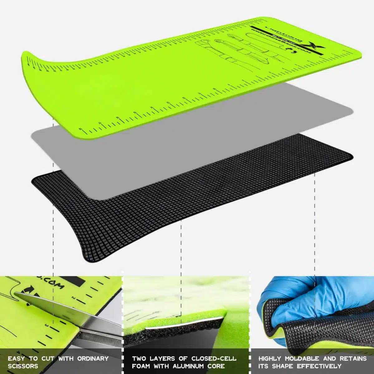 universal foam splint with aluminum core, exploded view