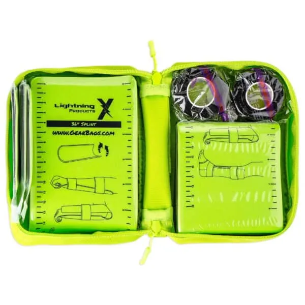 Lightning X roll splint kit, fluorescent yellow splints in zippered pouch