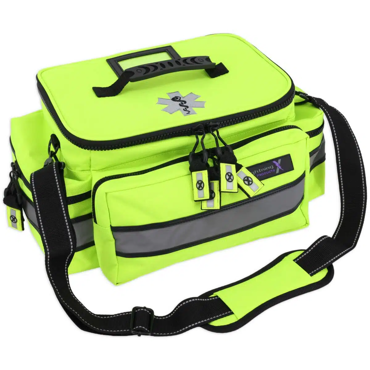 Fluorescent Yellow EMT Bag With Reflective trim and Zipper Pulls