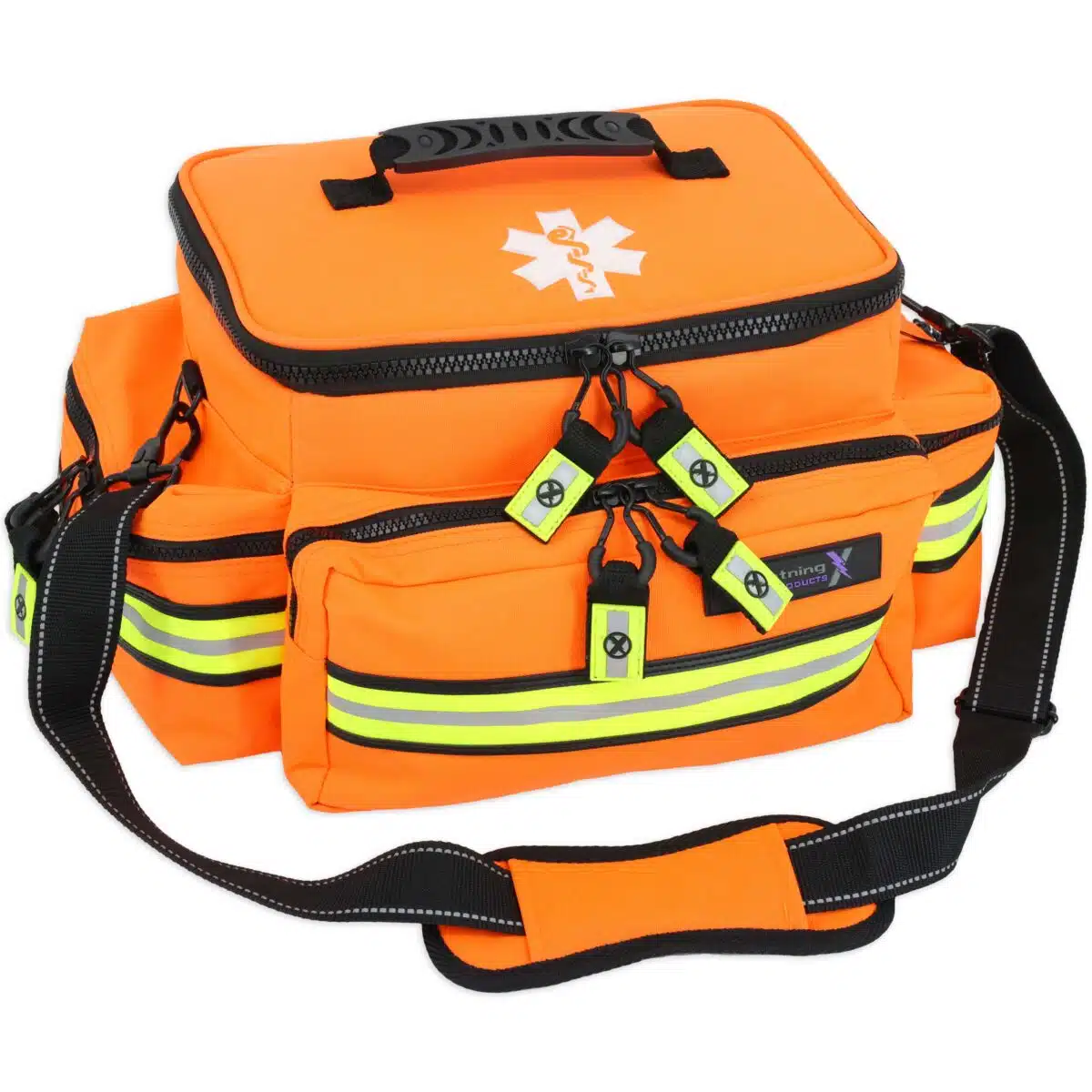 Orange EMT Bag With Reflective trim and Zipper Pulls