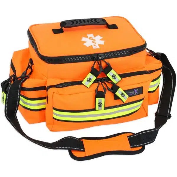 Orange EMT Bag With Reflective trim and Zipper Pulls