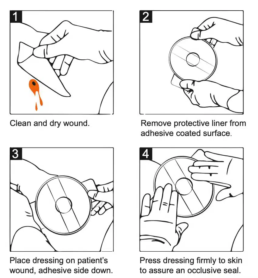Lightning X CSV6 vented chest seal with hydrogel adhesive for open chest wounds, trauma first aid, IFAK kits, gunshot or stab injuries, military and EMS emergency use