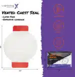 Lightning X CSV6 vented chest seal with hydrogel adhesive for open chest wounds, trauma first aid, IFAK kits, gunshot or stab injuries, military and EMS emergency use