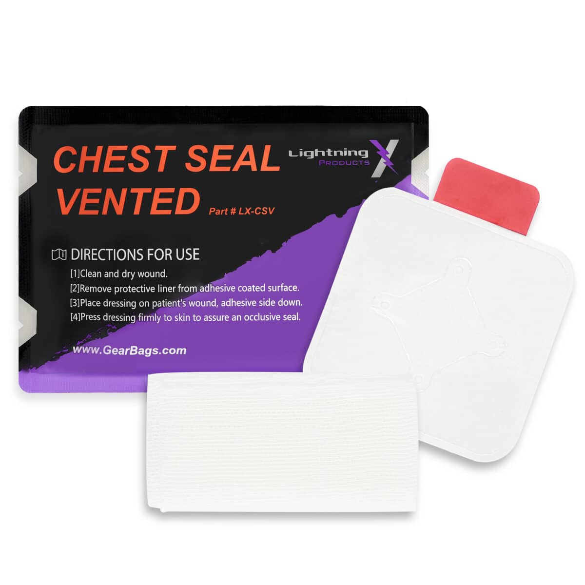 lightning x vented chest seal for open penetrating chest wounds like hyfin trauma first aid kits ifak