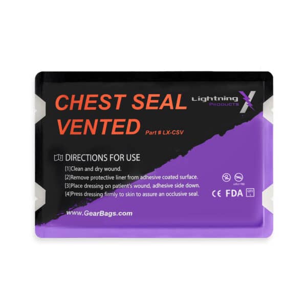 lightning x vented chest seal for open penetrating chest wounds like hyfin trauma first aid kits ifak
