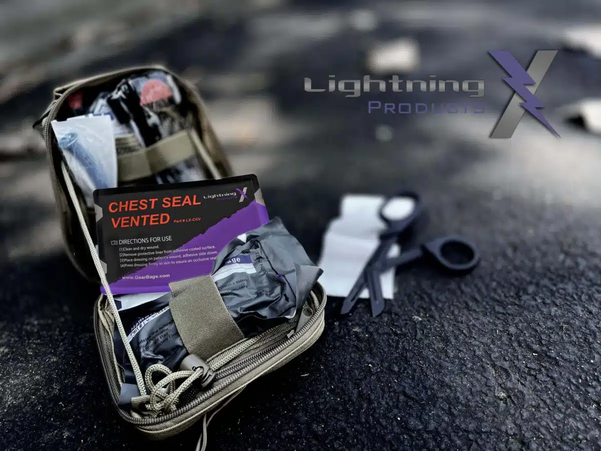 lightning x vented chest seal for open penetrating chest wounds like hyfin trauma first aid kits ifak