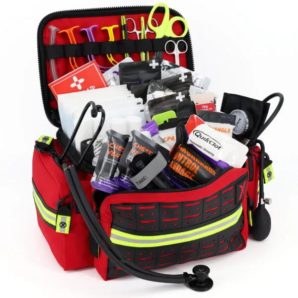 Lightning X Mid-Sized EMT Kit w/ Trauma Pak CAT Tourniqiuet + QuikClot - Red
