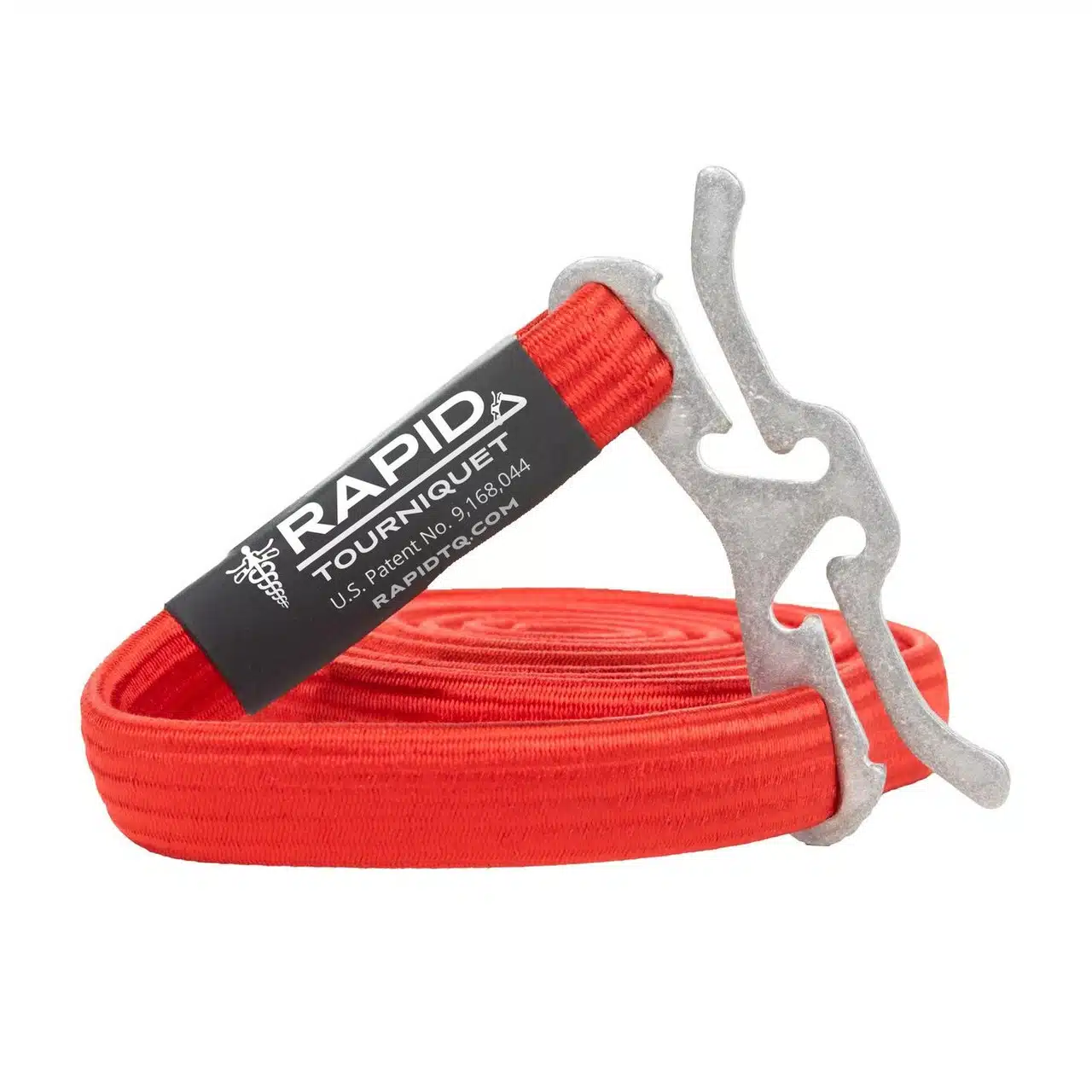 Rapid Application Tourniquet—Red: Red nylon belt with silver attachment