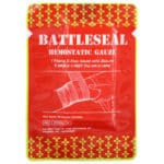 Red and yellow vacuum sealed package of BattleSeal 3" x 48" hemostatic gauze