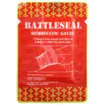 Red and yellow vacuum sealed package of BattleSeal 3" x 48" hemostatic gauze
