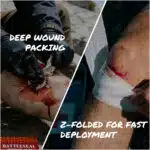 bloodied wounds being packed with hemostatic gauze