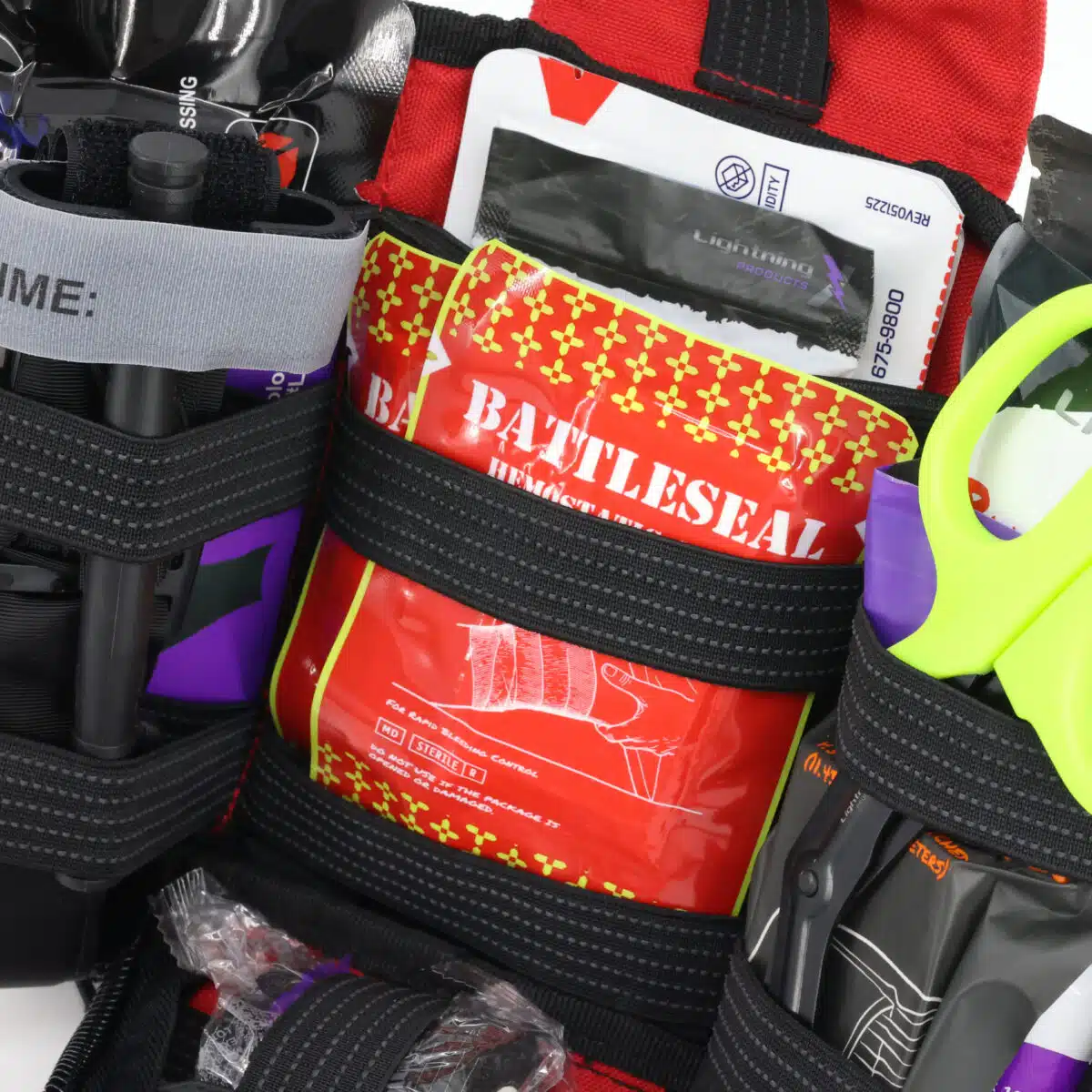 closeup of hemostatic gauze in stop the bleed kit