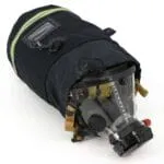 black scba mask bag with scott av3000 respirator