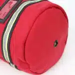 Bottom of the red Fleece Lined Drawstring SCBA Mask Bag