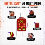 Waterproof trauma kit with carry callouts: MOLLE, shoulder strap, carabiner, and hi-vis zipper pulls