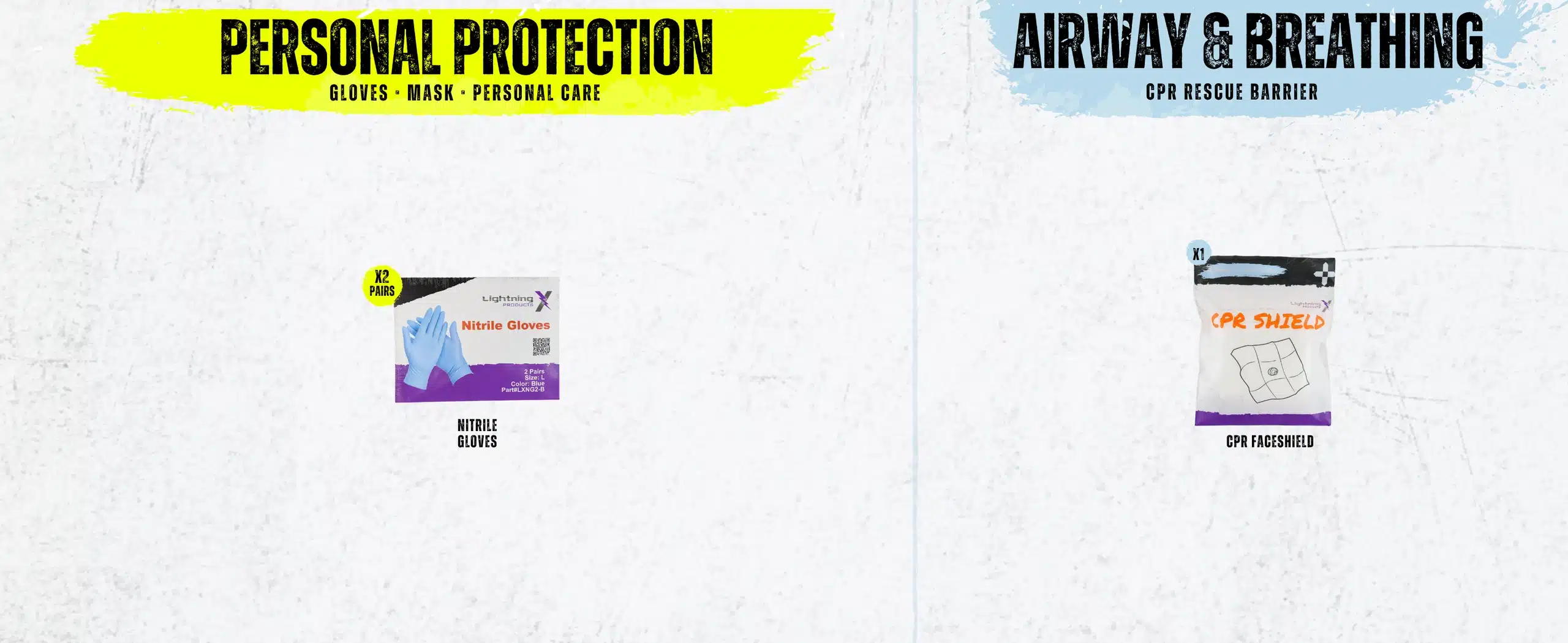 mb25-ska-03c-protection-airway-breathing Personal protection and airway supplies: nitrile gloves and CPR face shield